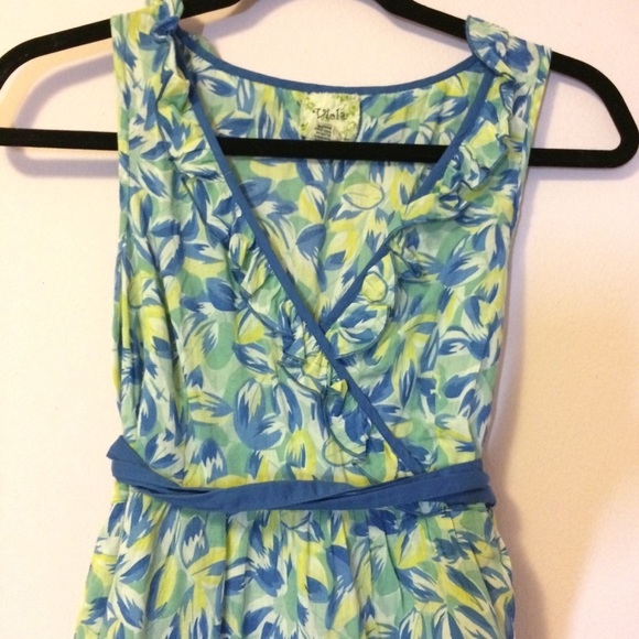 3/$30 ANTHROPOLOGIE VIOLA WATERCOLOR PAINT PAINTERLY RUFFLE TIE WAIST TOP sz 0 - Picture 4 of 10